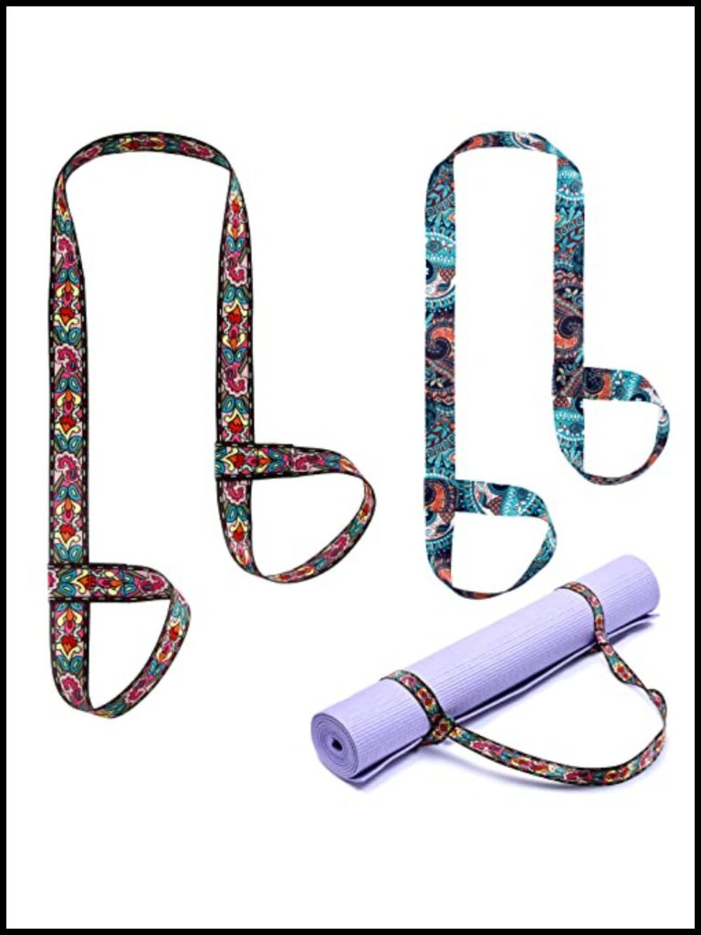 2pc Yoga Mat Straps Adjustable Polyester Cotton Carrier Sling Shoulder